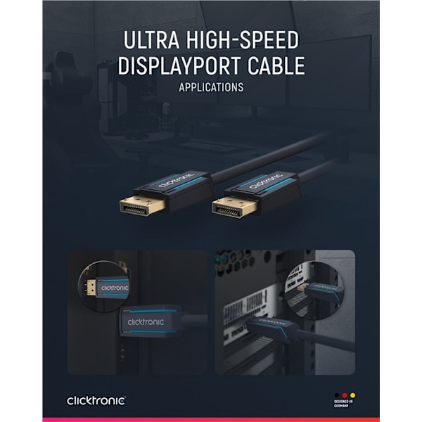 ClickTronic DisplayPort™-kabel Premiumkabel | 1x DisplayPort™-kontakt  1x DisplayPort™-kontakt | 1,0 m | UHD 8K @ 60 Hz