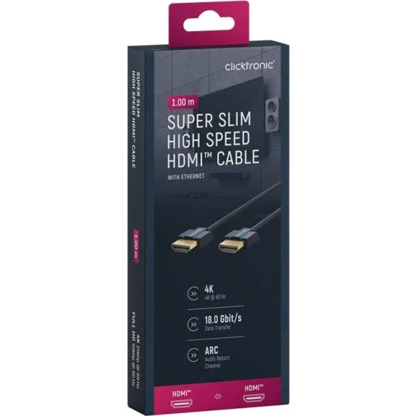 ClickTronic Ultra-Slim HDMI™ High-Speed-kabel med Ethernet