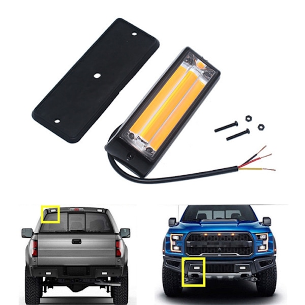 Varningslampa CoB LED för Bil 12-24V, Vitt ljus