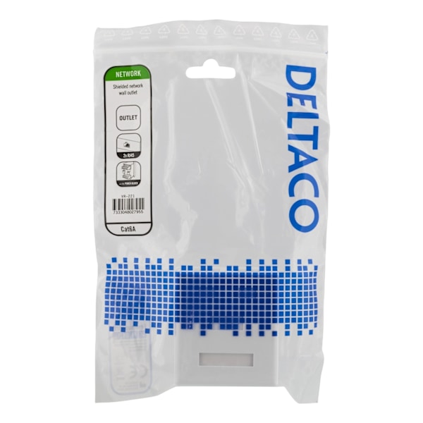 DELTACO suojattu datarasia pinta-asennukseen, FTP, 2xRJ45, Cat6a, valk