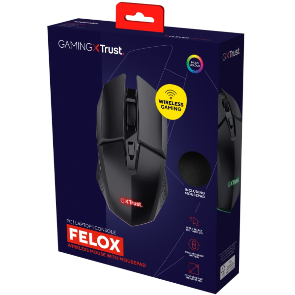 Trust GXT 112 Felox Wirless Gaming mouse + mousepad Svart