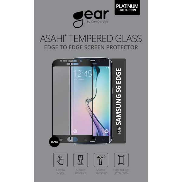 Gear Härdat Glas 3D Full Cover Svart Samsung S6 Edge Transparent