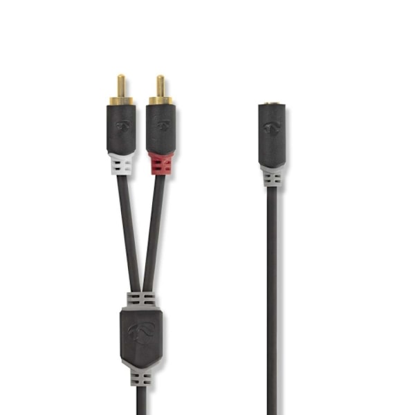 Nedis Stereoljudkabel | 2x RCA Hane | 3.5 mm Hona | Guldplaterad | 0.20 m | Rund | Antracit | Låda