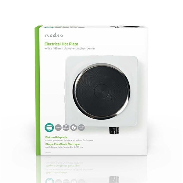 Nedis Elektrisk kokplatta | Matlagningszoner: 1 | 1500 W | Överhettningsskydd | Vit