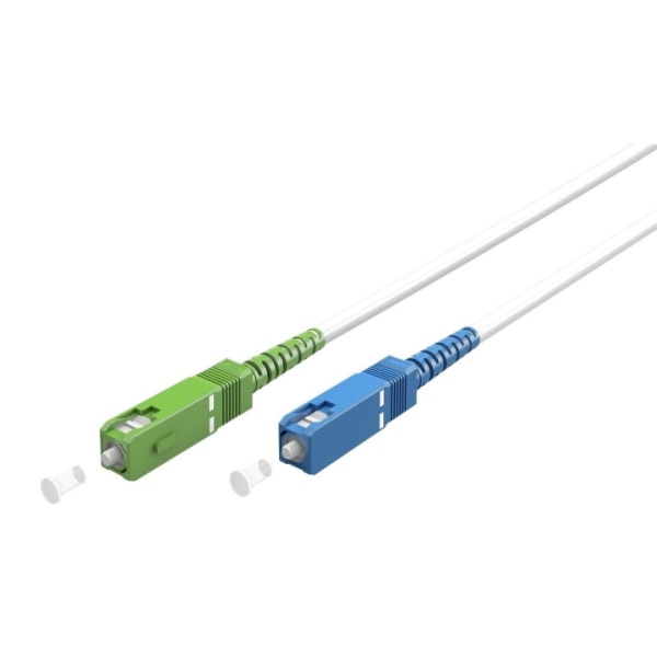 Goobay Lyslederkabel (FTTH), Singlemode (OS2) White, hvid (Simplex), 15 m fiberoptisk kabel, stik SC-APC (8°) > SC stik (UPC), halogenfri kabelkappe (