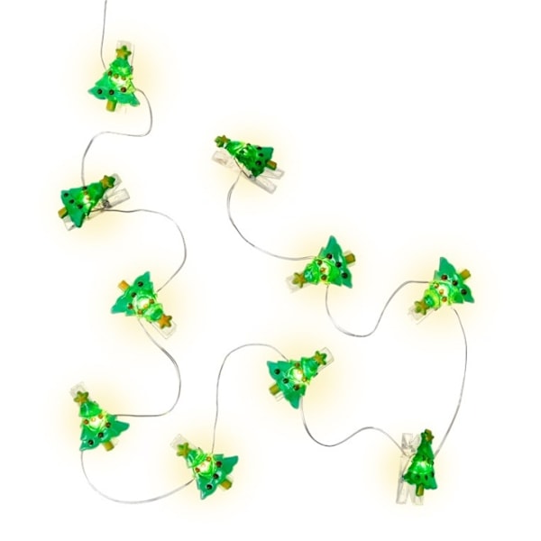 Goobay 10 LED fotoklipp ljusslinga "Julgran" med timerfunktion, varmvitt (3000 K), batteridrift Vihreä, Punainen, Hopea, Läpinäkyvä, Keltainen