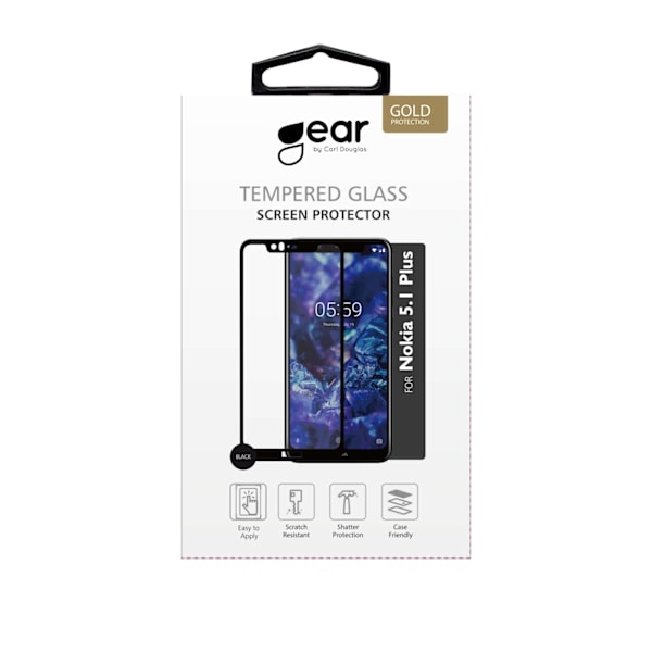 GEAR Karkaistu lasi 2,5D Full Cover Nokia 5.1 Plus Transparent