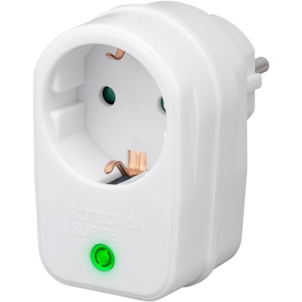 Goobay Adapter för uttag med överspänningsskydd överspänningsskyddsbrytare, 1 uttag, vit