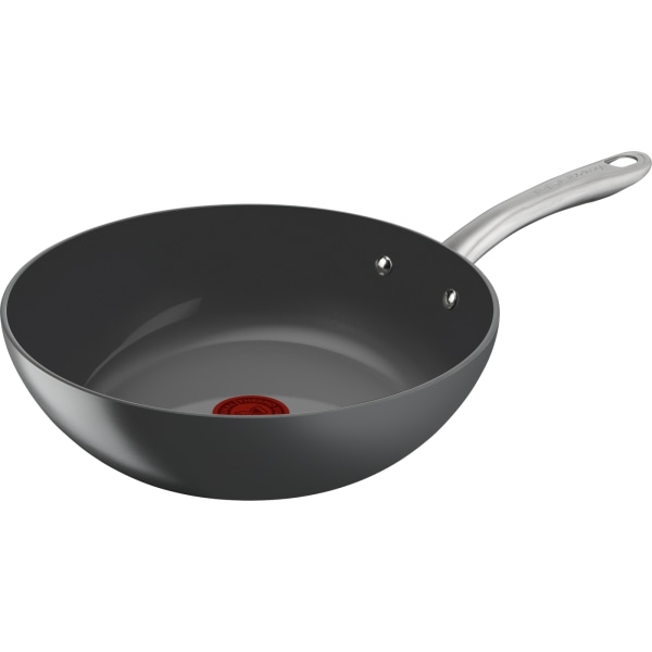 Tefal wok, 28 cm, keraaminen pinnoite, harmaa