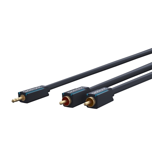 ClickTronic 3,5 mm AUX till RCA-adapterkabel, stereo Premiumkabel | 1x 3,5 mm jackkontakt  2x cinchkontakt | 5,0 m | OFC innerledare