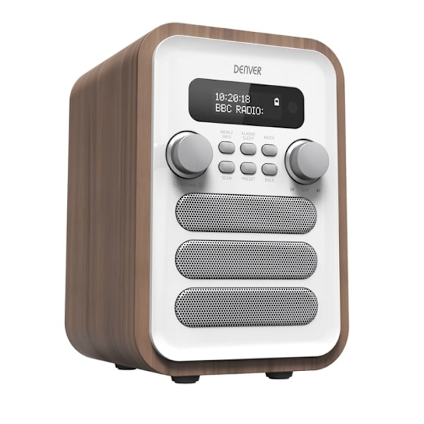 Denver FM/DAB+ Radio Bluetooth Trä/Vit