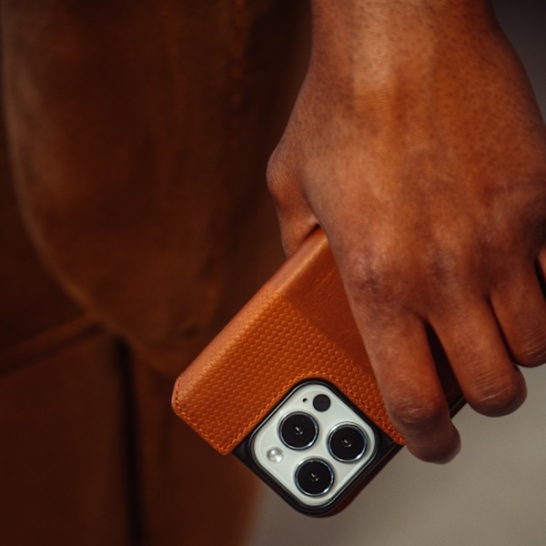 Krusell Leather Phone Wallet iPhone 13 Cognac Brun