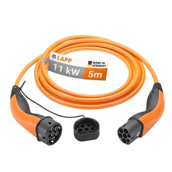 LAPP MOBILITY Laddkabel Typ 2, upp till 11 kW, 5 m, orange (5555934025) 20 A, 3-fas, för laddning av hybrid- och elbilar med Typ 2-anslutning