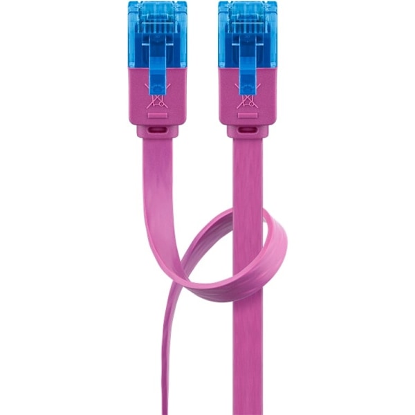 Goobay CAT 6A platt patchkabel, U/UTP, magenta kopparledare (CU), 0.5 m