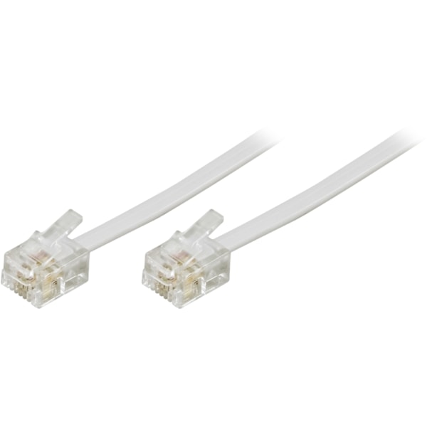 DELTACO modulkabel, 6P4C(RJ11) til 6P4C(RJ11), 2m, hvid