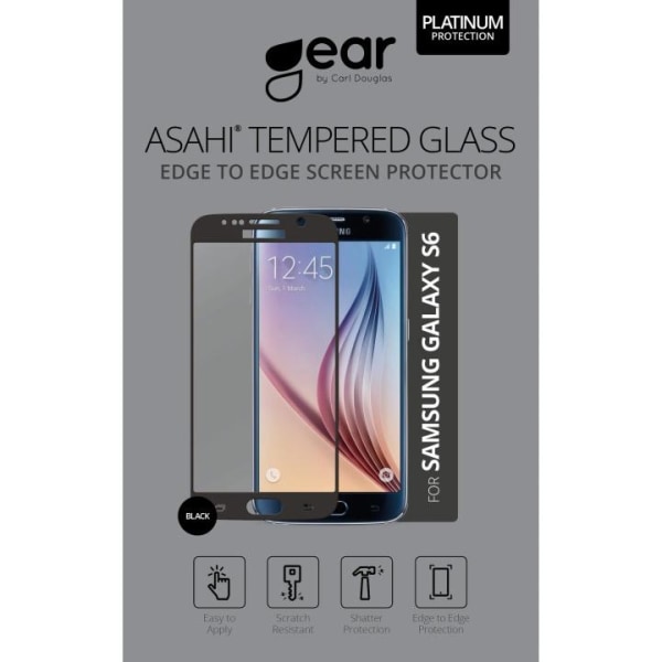 GEAR Hærdet Glas 3D Full Cover Sort Samsung S6 Transparent