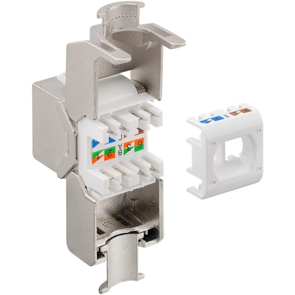 Goobay Keystone modul RJ45 CAT 8.1, STP, GHMT-certifierad 15,8 mm bred, crocodile typ, klämlist för IDC-montering (verktygsfri)