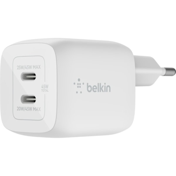 Belkin BoostCharge Pro Dual Port USB-C GaN 45W PD 3.0 laddare