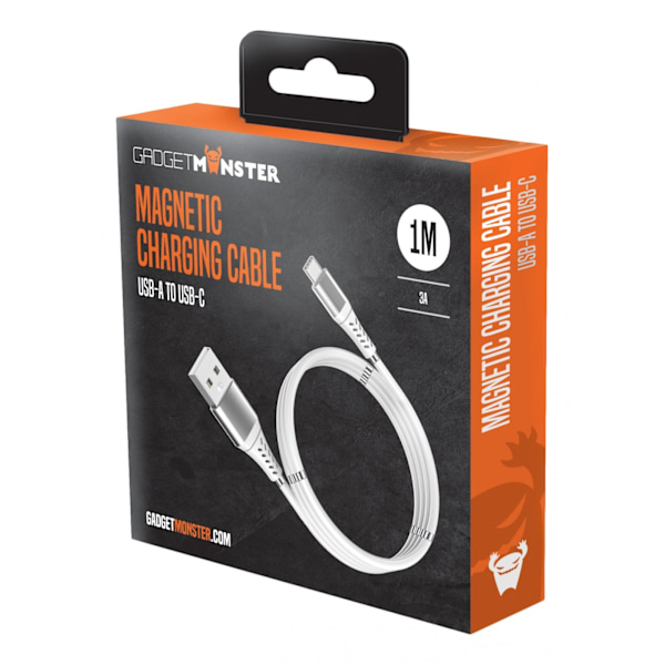 GadgetMonster Magneettinen USB-C-latauskaapeli, ei kaapelisotkua, 2,4A, 1 m