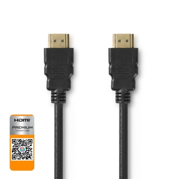 Nedis Premium High Speed ​​HDMI ™ Kaapeli Ethernet | HDMI™ liitin | HDMI™ liitin | 4K@60Hz | 18 Gbps | 5.00 m | Pyöreä | PVC | Musta | Kirjekuori