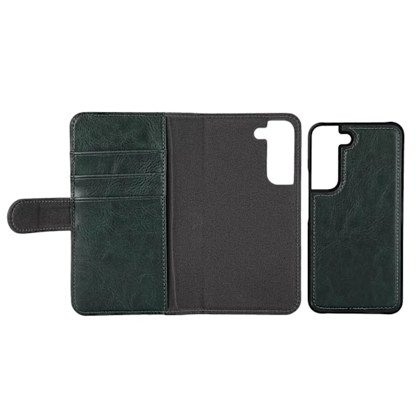 Essentials Samsung Galaxy S22 PU wallet, detach,3 cards,Green Grön