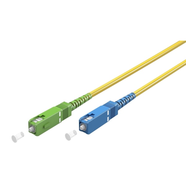 Goobay Lyslederkabel (FTTH), Singlemode (OS2) Yellow, gul (Simplex), 20 m fiberoptisk kabel, stik SC-APC (8°) > SC stik (UPC), halogenfri kabelkappe (