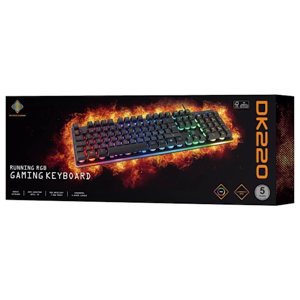 DELTACO GAMING DK220 tangentbord, membranbrytare, nordisk, RGB