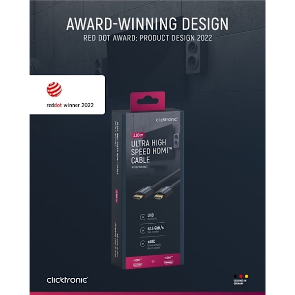ClickTronic HDMI™-kabel med ultrahög hastighet Premiumkabel | 1x HDMI™-kontakt  1x HDMI™-kontakt | 2,0 m | UHD 8K @ 60 Hz