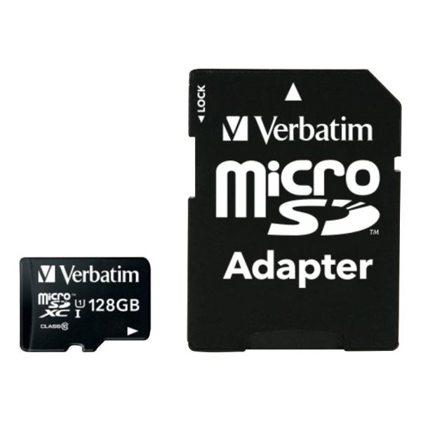 Verbatim microSDXC-kort, 128GB, inkl.adapter, class 10