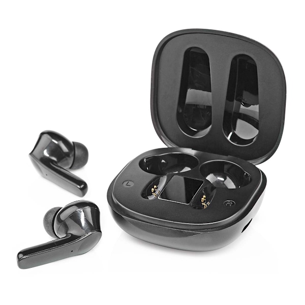 Nedis Fullt Trådlösa hörlurar | Bluetooth® | Maximal batteritid: 5 timmar | Tryck på Kontroll | Batteri hölje | Inbygd mikrofon | Stöd för röststyrnin Svart