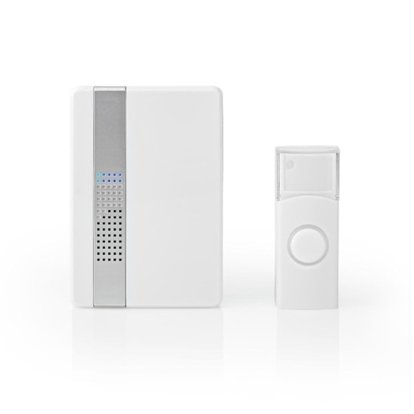 Nedis Trådlösa dörrklockan | Strömadapter | 220 - 240 V AC 50 Hz | 1x CR2032 | Volym: 80 dB | Signalområde: 300 m | IP44 | Justerbar volym | 36 Melodi