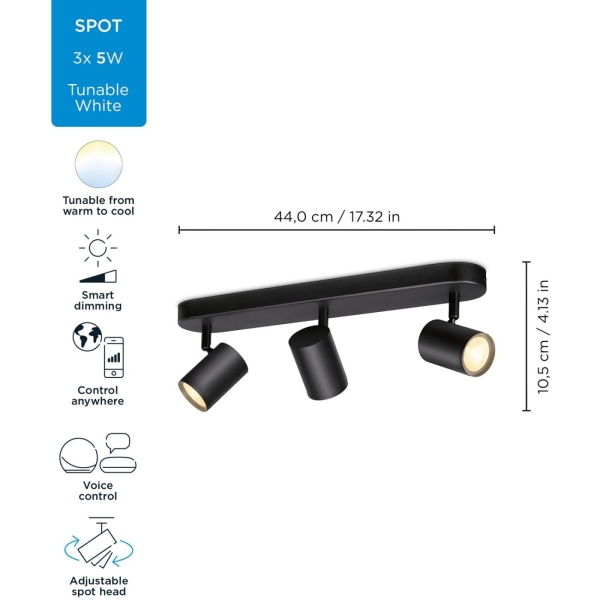 WiZ WiFi Imageo Spot 3x5W Kall & Varmvitt