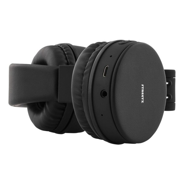 STREETZ Vikbart on-ear BT headset, 3.5 mm, svart Svart