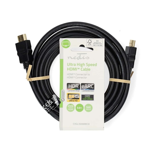 Nedis Ultra High Speed ​​HDMI ™ -kaapeli | HDMI™ liitin | HDMI™ liitin | 8K@60Hz | 48 Gbps | 3.00 m | Pyöreä | 6.7 mm | Musta | Label