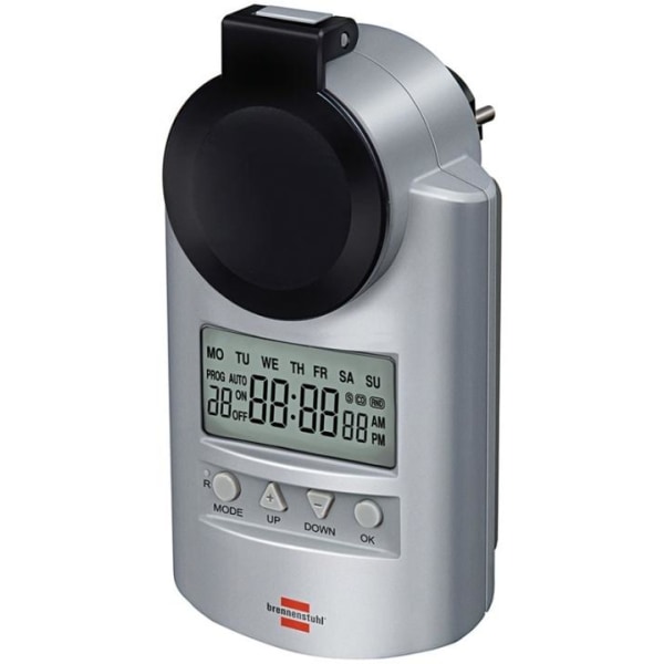 Brennenstuhl digitaltimer, jordad, 12/24h, IP44, 240V/16A/3680W,