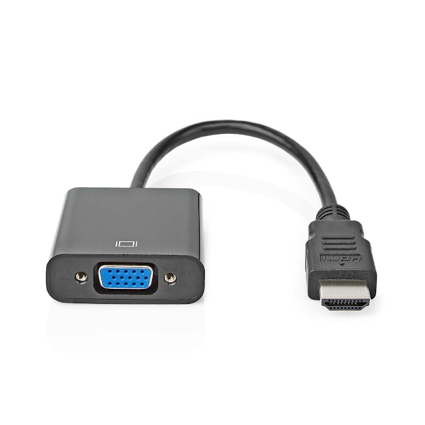 Nedis HDMI™ Adapter | HDMI™ Kontakt | VGA hona 15p / 3.5 mm Hona | Nickelplaterad | Rak | PVC | Svart | 1 st. | Låda