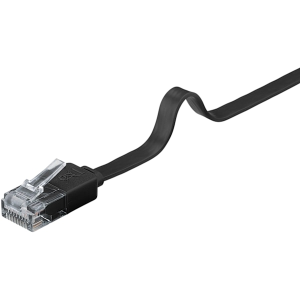 Goobay CAT 6 platt patchkabel, U/UTP, svart kopparledare (CU), 0.5 m