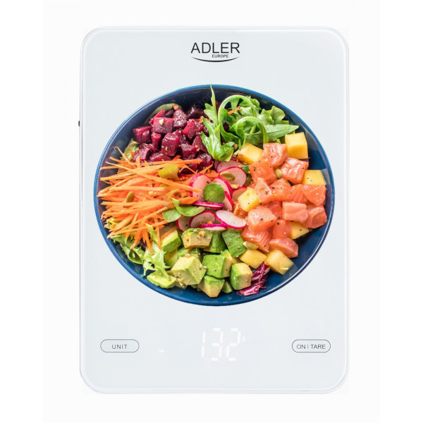Adler AD 3177w Kitchen scale 10kg USB charged, White