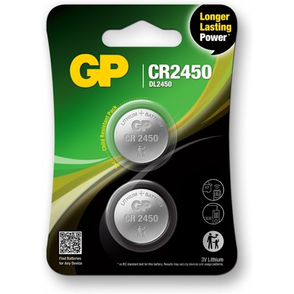 GP Knapcelle Lithium CR2450, 2-pak