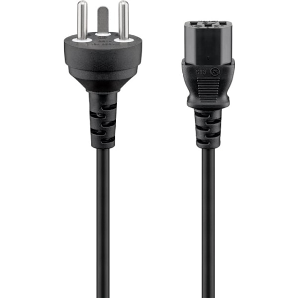 Goobay IEC-kabel Danmark typ K, 2 m, svart Danmarksplugg (typ K, IEC 60906-1) > C13 apparatuttag (IEC-kontakt)