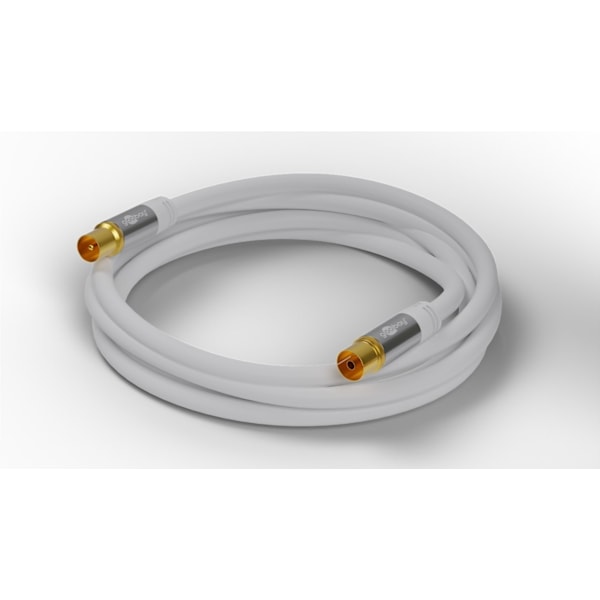 Goobay TV-antennkabel (135 dB), 4x skärmad guldpläterad, koaxial-uttag > koaxial-plugg, 5 m