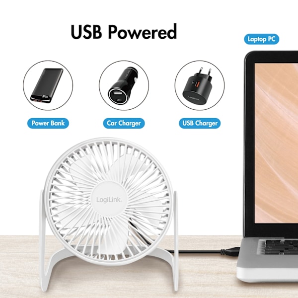 LogiLink USB-bordvifte Ø15,24 cm Hvid