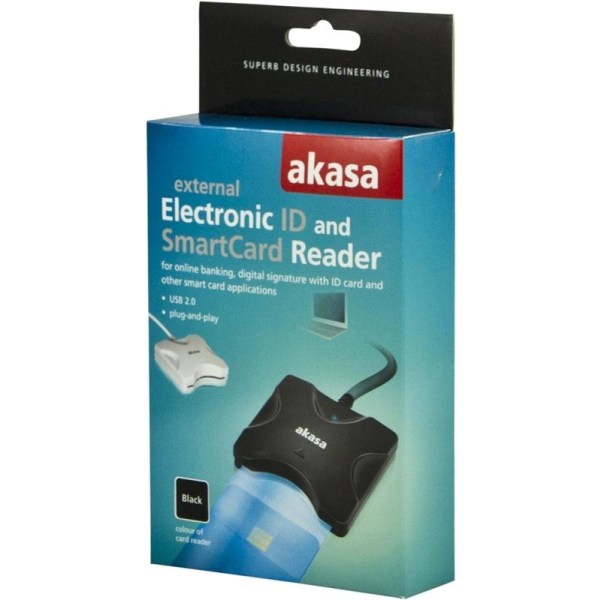 AKASA ulkoinen Smart Card-lukija, USB, musta