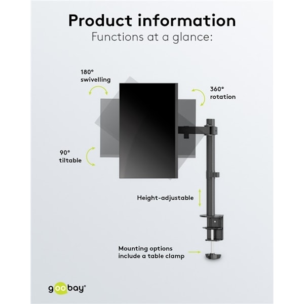Goobay Monitor Mount Single Flex 17-32 tuuman (43-81 cm) näytöille, joiden paino on enintään 8 kg