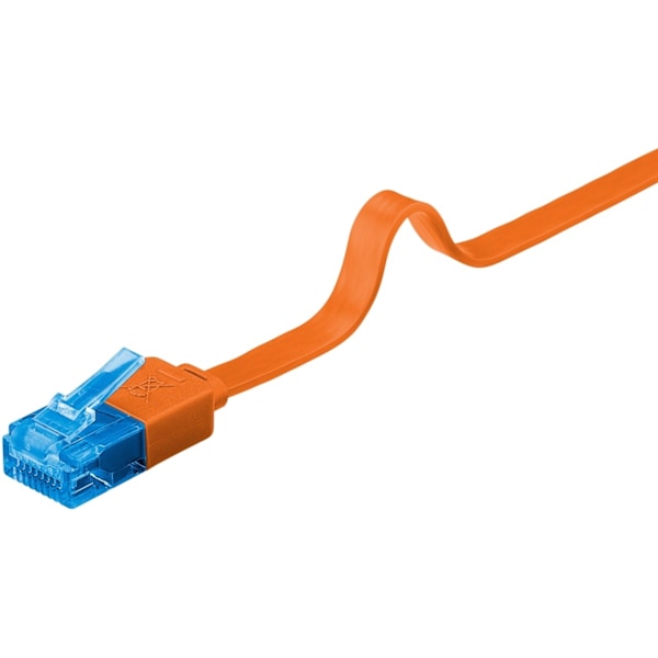 Goobay Flad netværkskabel CAT 6A, U/UTP, orange kobberleder (CU), 2 m