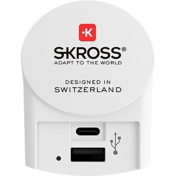 Skross Reseadapter Europa till USB-A & USB-C Valkoinen