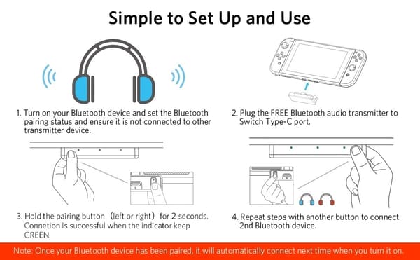Invery Bluetooth-äänilähetin Nintendo Switchille