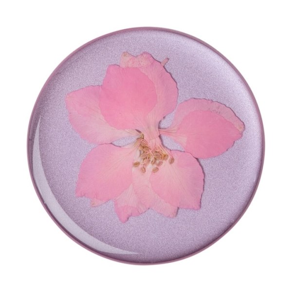 PopSockets Pressed Flower Delphinium Avtagbart Grip med Ställfunktion Premium Rosa