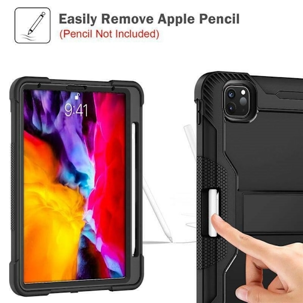 Etui til iPad Air 4 2020 med penholder, Sort Svart