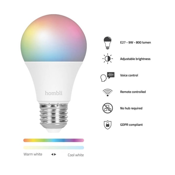 Hombli Smart Lampa E27 9W RGB Promo 2-Pack CCT